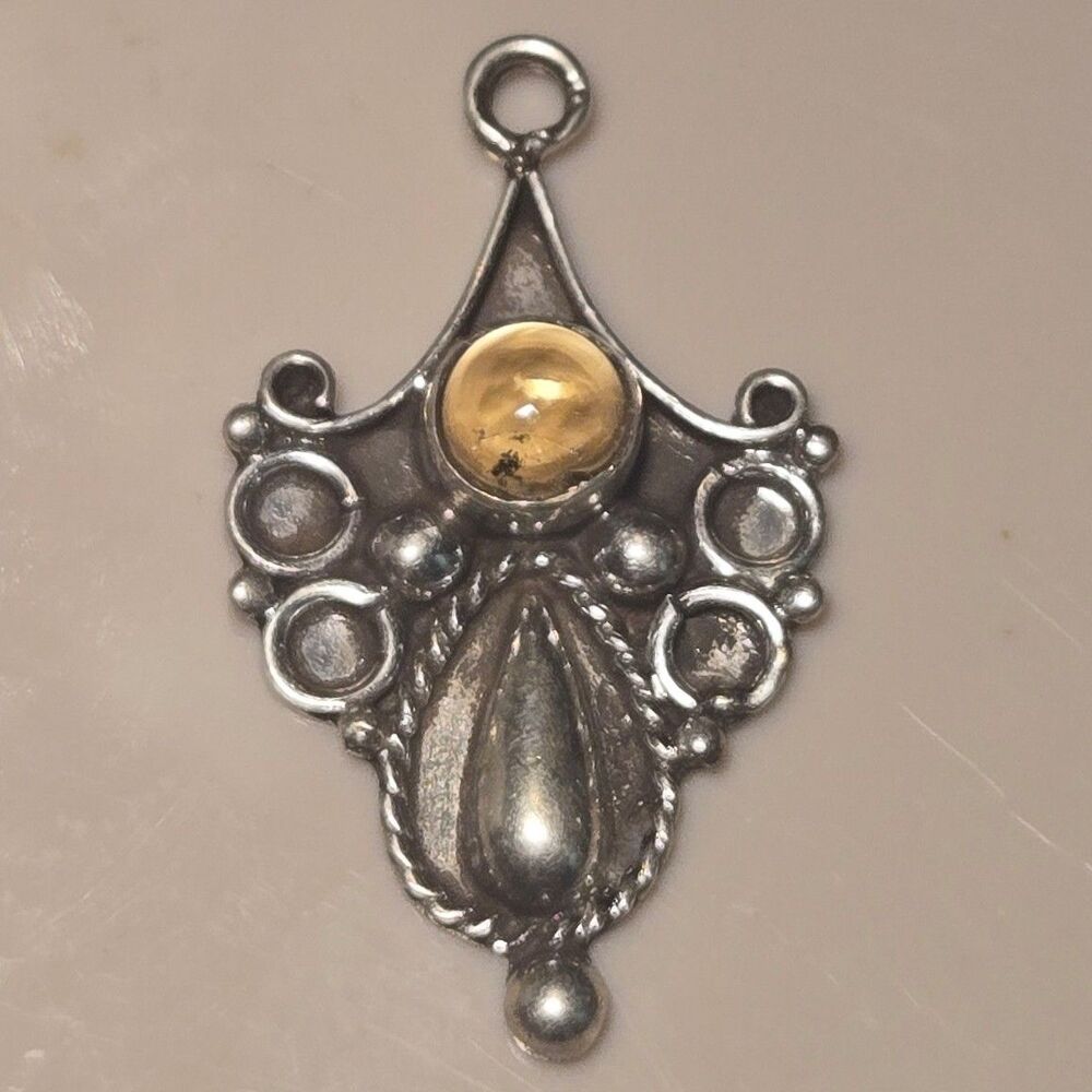 GORGEOUS rock crystal Vintage Sterling Silver Pendant
